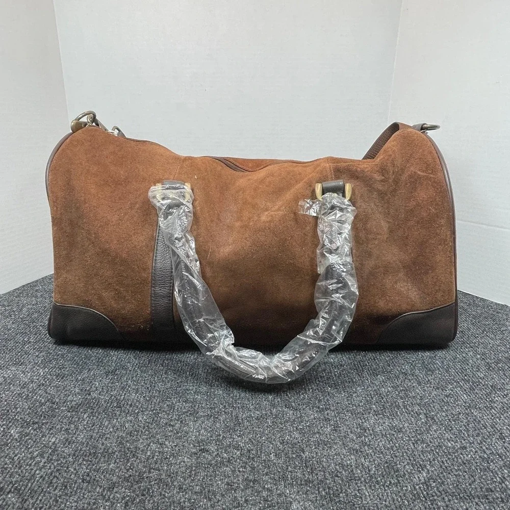 Marlboro Leather Duffel Bag Large Brown Suede Vtg Western Travel Bag 2003 RARE